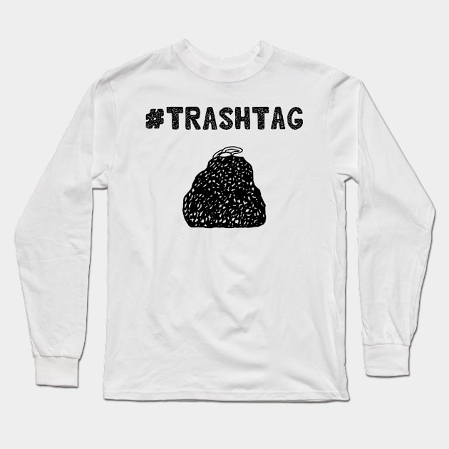 Trashtag hand draw design Long Sleeve T-Shirt by KritwanBlue